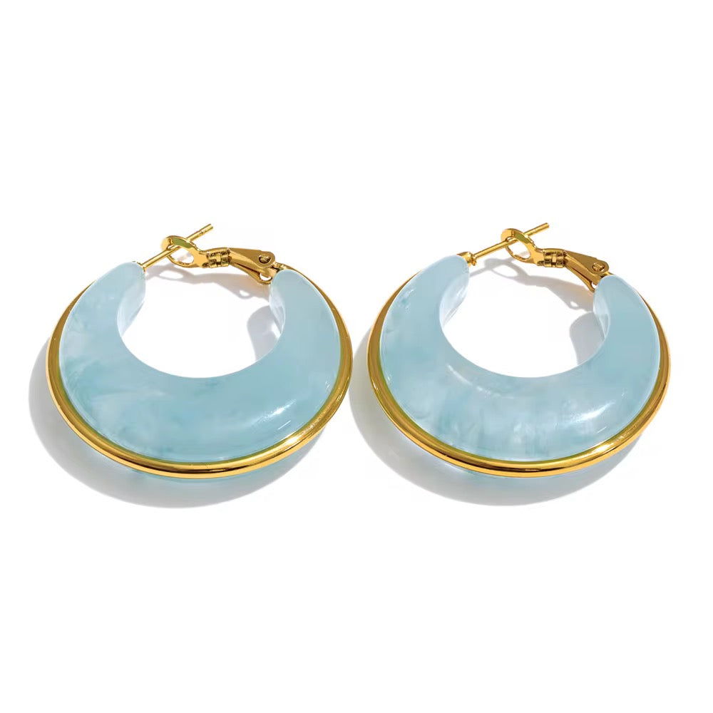 Icy Blue Bloom Hoops