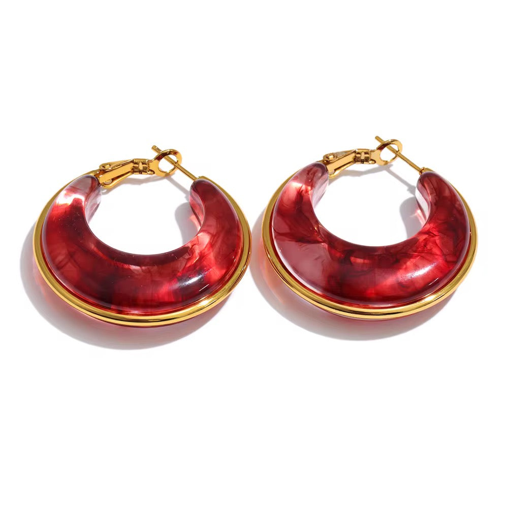 Deep Cherry bloom Hoops