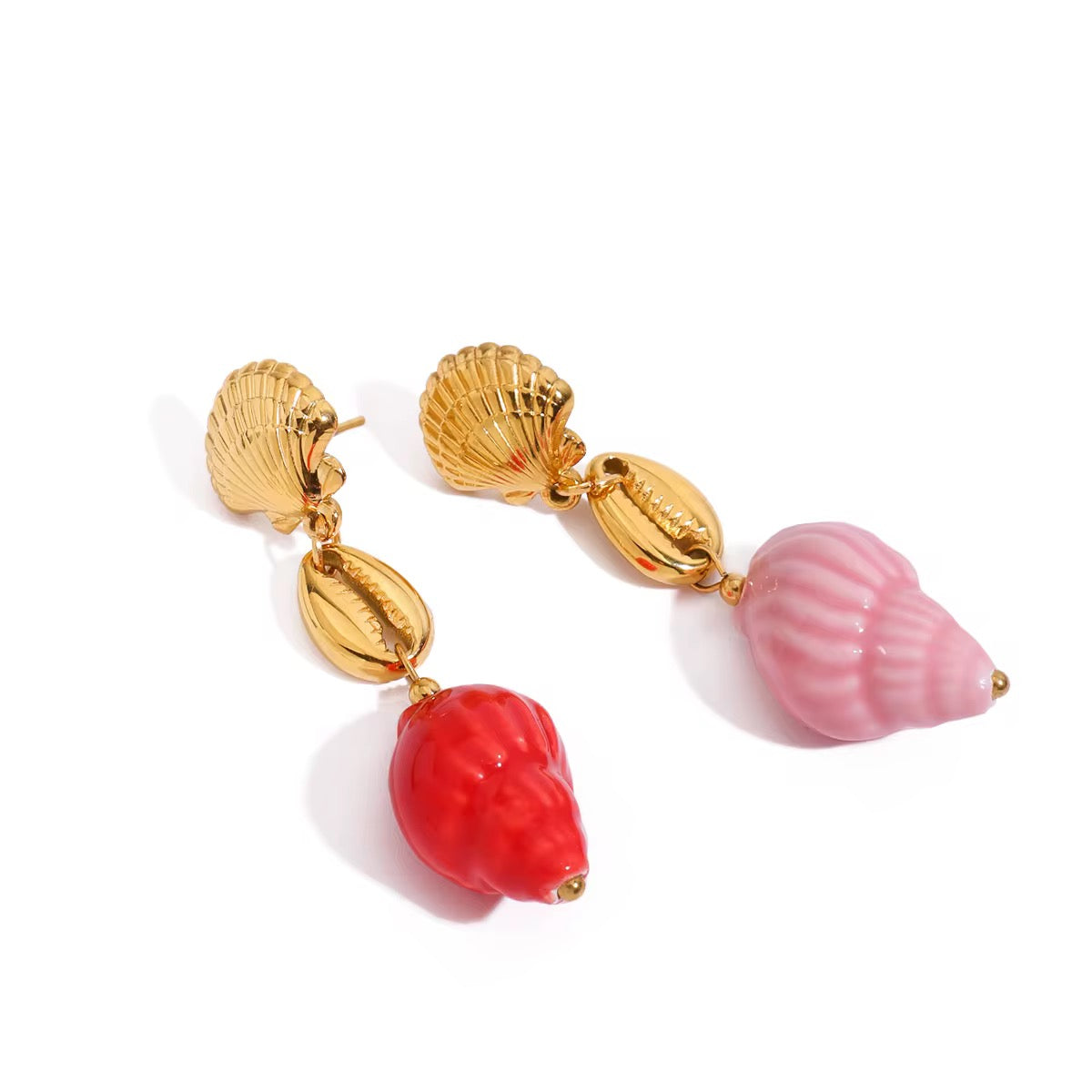 Pink Red Shell Earrings