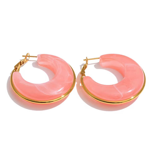 Coral Pink Bloom Hoops