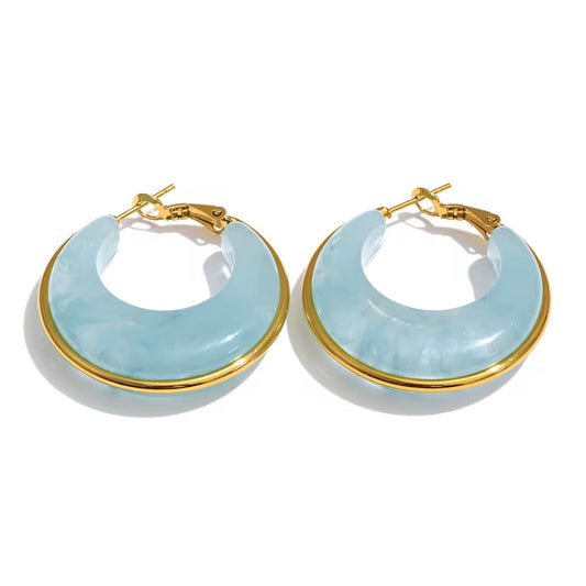 Icy Blue Bloom Hoops
