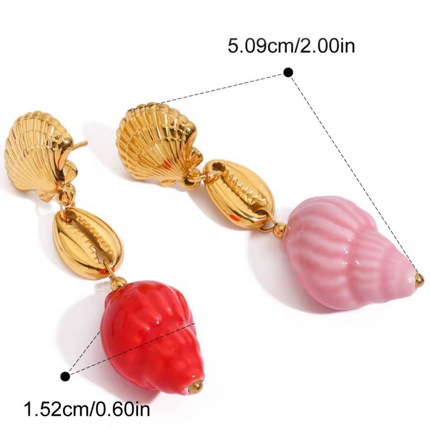 Pink Red Shell Earrings